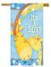 blue flag with giraffes and the text "it's a boy"