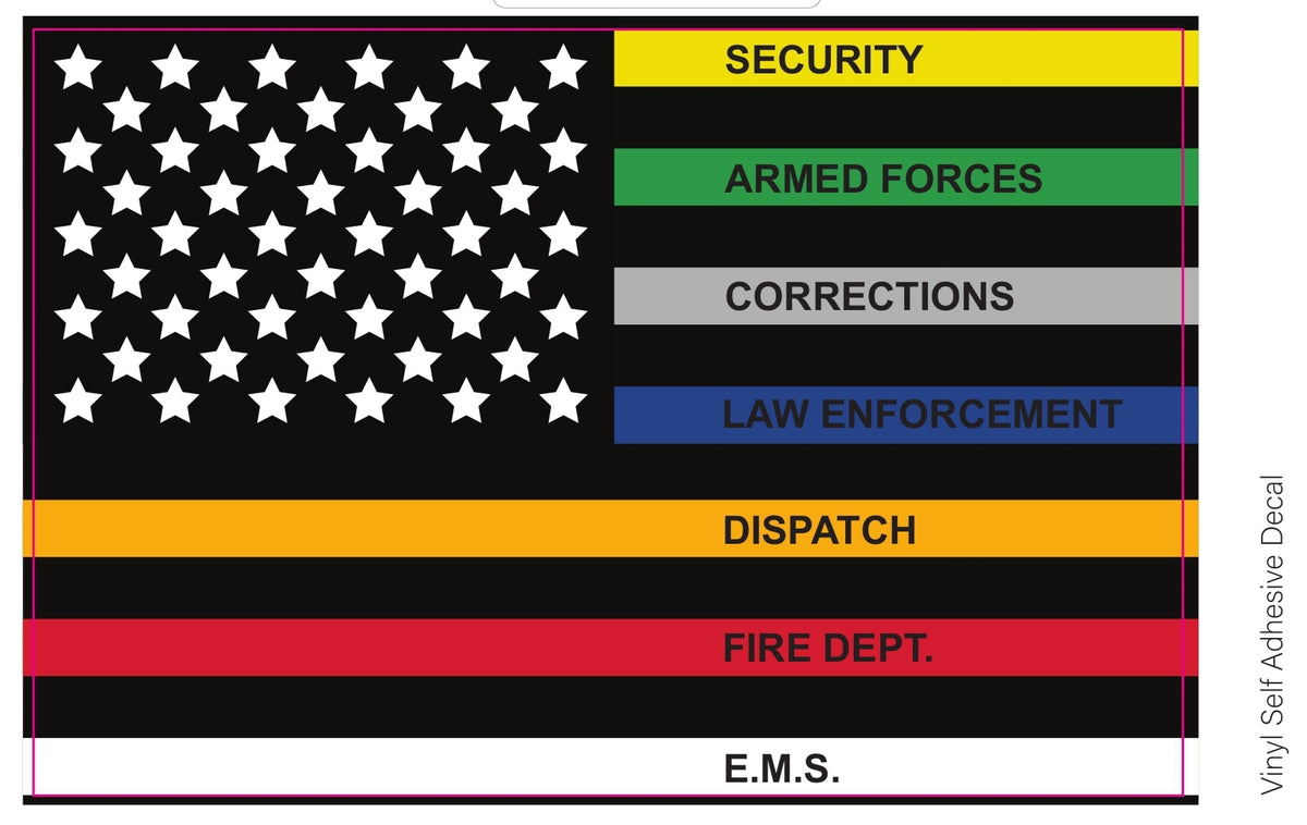 US Flag with Security, Armed Forces, Corrections, Law Enforcement