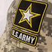 camo hat with black and gold army star logo