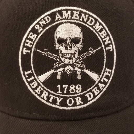 black hat with second amendment logo in the center