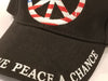 black hat with patriotic peace symbol give peace a chance