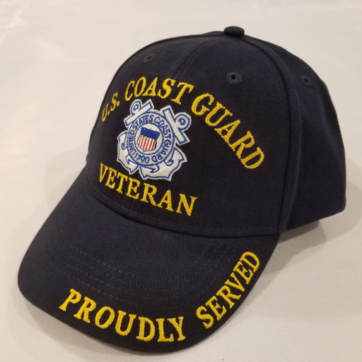 blue hat with the coast guard logo