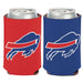 can cooler with teh charging buffalo bills logo on both sides. one side is red, the other is blue
