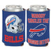 CAN COOLER WITH BILLS HELMET ON ONE SIDE AND BILLS SLOGAN ON THE OTHER WITH LOGO