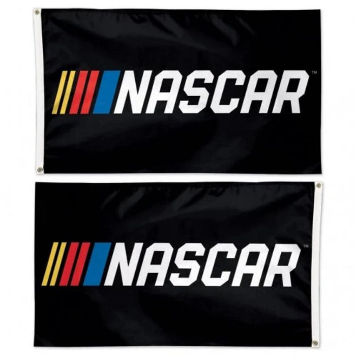 black flag with the nascar logo on both sides correct facing