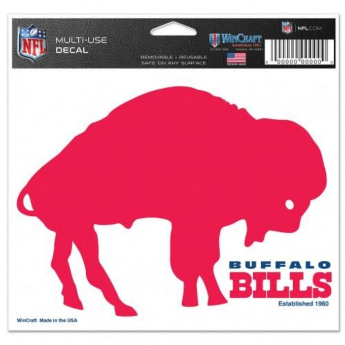 clear decal background with red standing buffalo and the words "buffalo bills" in the corner