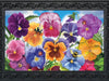 Pansies Doormat shown in optional rubber tray
