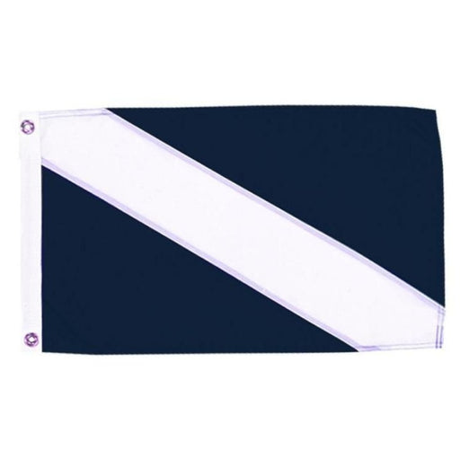 BLUE FLAG WITH WHITE DIAGONAL STRIPE IN THECENTER