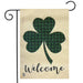 Welcome Shamrock Burlap Garden Flag