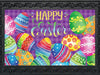 Painted Easter Eggs Doormat shown in optional rubber tray