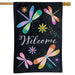 Colorful Dragonflies Burlap Banner Flag