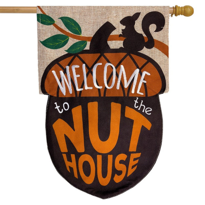 Nut House Sculpted Burlap Banner Flag