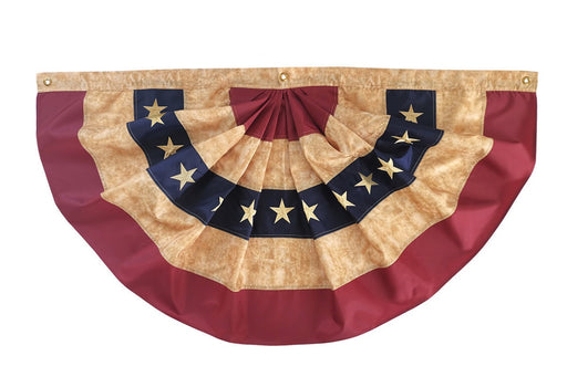 3x6' Tea Stained Polyester Bunting w/Embroidered Stars