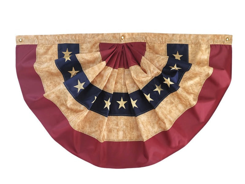 2x4' Tea Stained Polyester Bunting w/Embroidered Stars