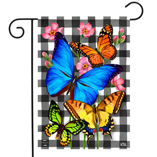 Checkered Butterflies Garden Flag