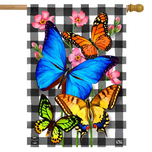 Checkered Butterflies Banner Flag