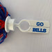 red and blue pom pom with a handle saying "go bills"