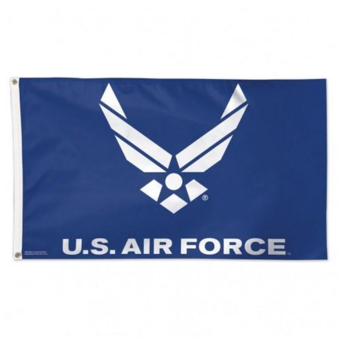 blue flag with the us air force wings logo in the center