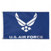 blue flag with the us air force wings logo in the center