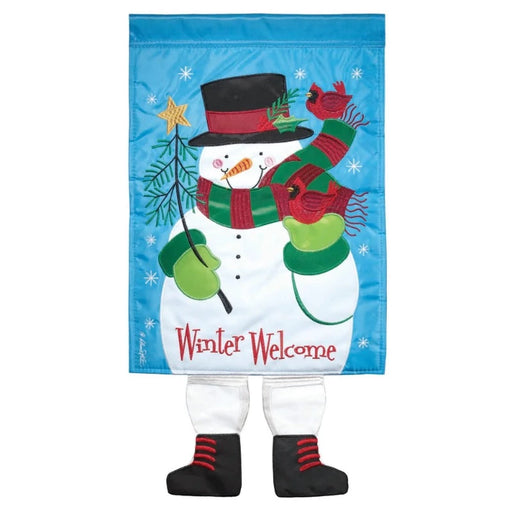 Winter Welcome Snowman Crazy Legs Garden Flag