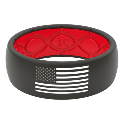 American Flag Black Silicone Ring