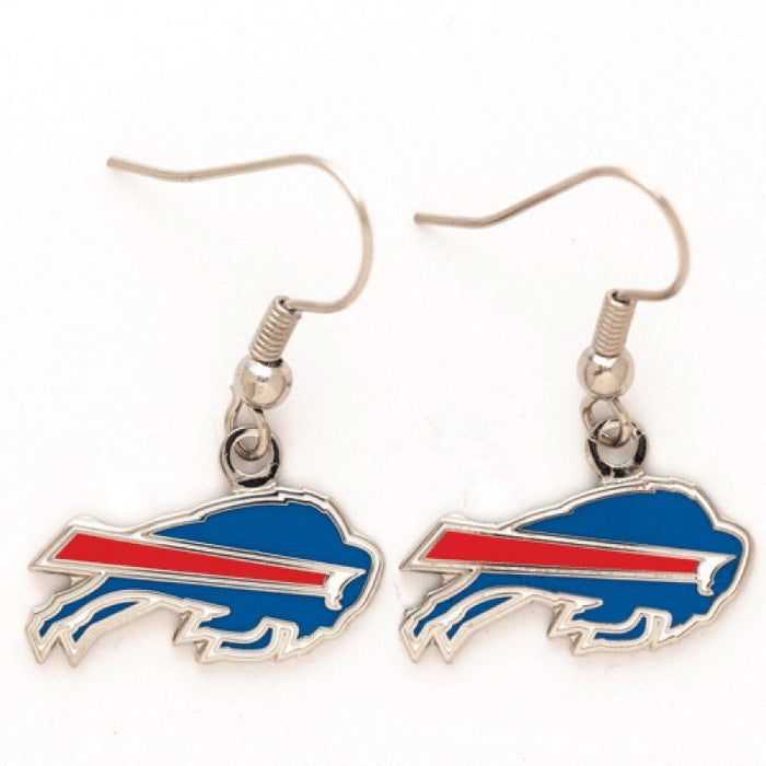 dangle earrings with the buffalo bills charging buffalo logo