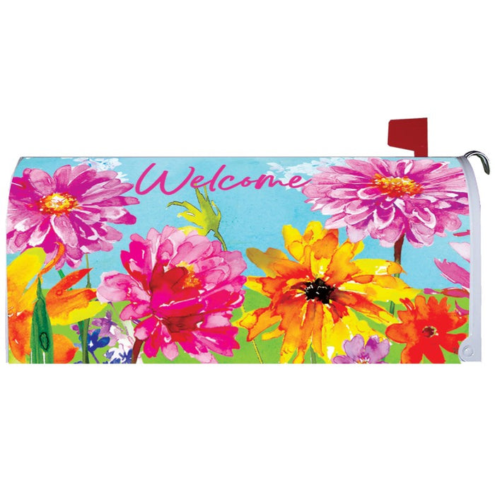 Pink and Yellow Flowers Mailbox Cover