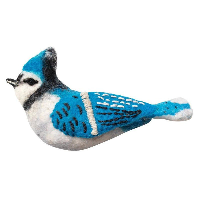 Blue Jay Wild Woolies Bird Ornament