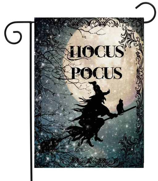 Hocus Pocus Witch Flying Garden Flag