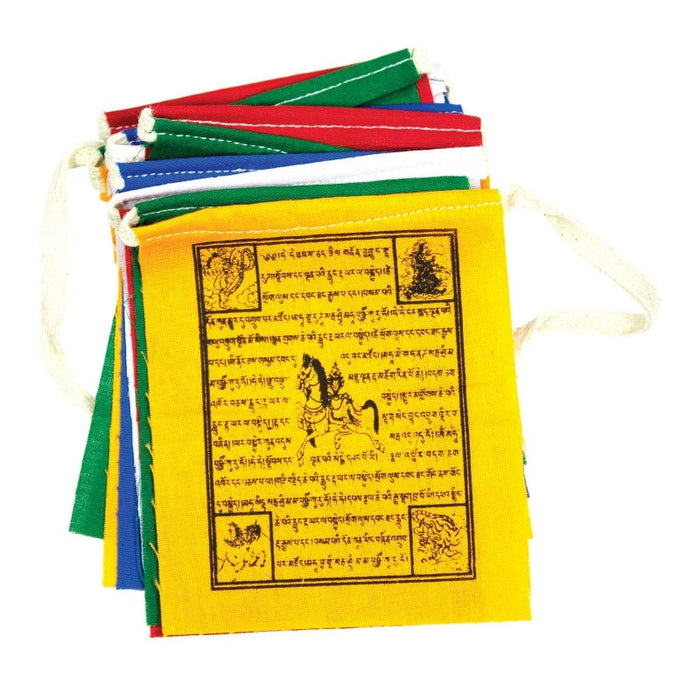 PRAYER FLAG SET WITH HORSE AND TIBETAN WRITING
