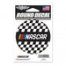 black and white checkered background with the nascar logo in the center