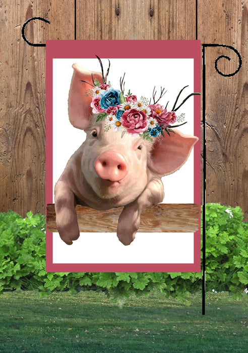 Pig Portrait Garden Flag