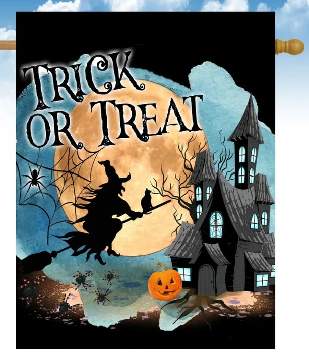 Trick or Treat Witch Banner Flag