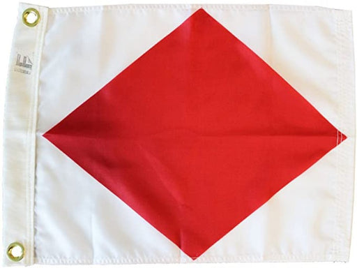 white flag with red diamond in the center
