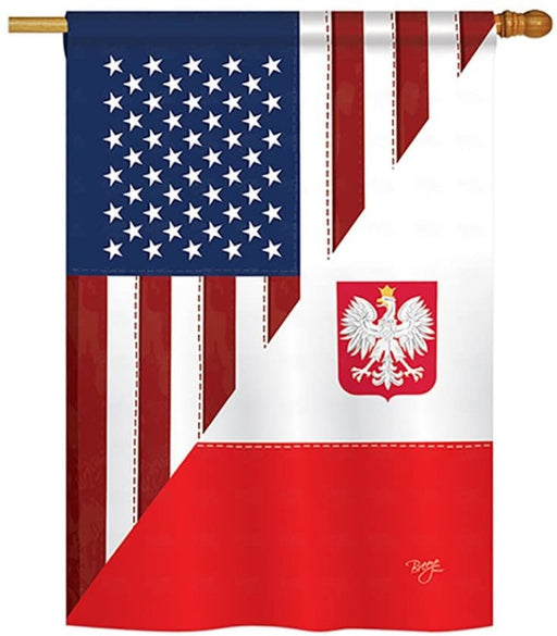 flag with half of the polish flag and half of the us flag