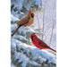 two birds in snowy pine tree flag