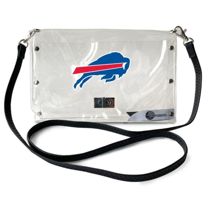 Buffalo Bills Clear Envelope Purse measures 10 inches wide, by 6.5 inches tall & 0.5 inches deep
