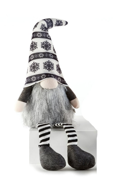 Black Snowflake Winter Gnome Shelf Sitter