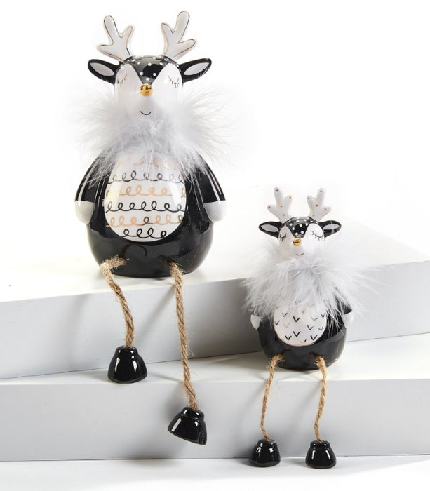 Ceramic Fuzzy Reindeer Figurines