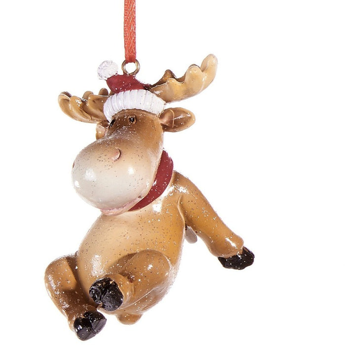 Sitting Sparkly Moose Ornament