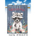 Raccoon on Blue Welcome Banner Flag