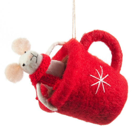 Mouse in Cocoa Wool Ornament