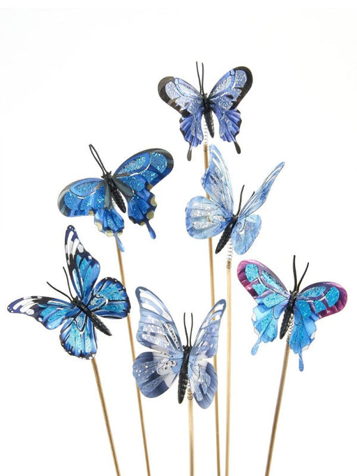 Assorted Style Butterfly Plant Picks in various shades of blue