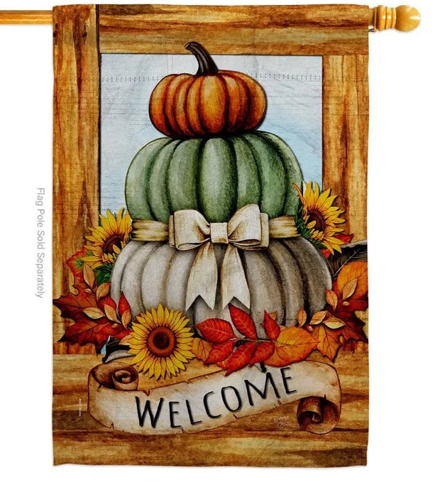 Fall Pumpkin Trio Banner Flag