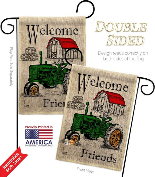 welcome friends tractor flag with barn