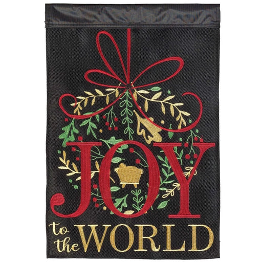 Joy to the World Burlap Garden Flag