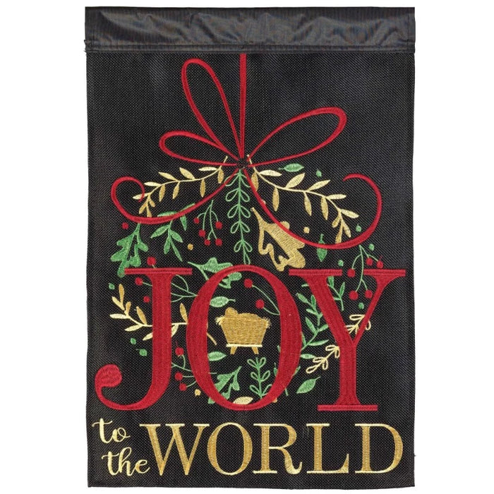 Joy to the World Burlap Garden Flag