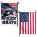 side one has an eagle and the words "land of the free home of the brave" and the other side is a regular us flag