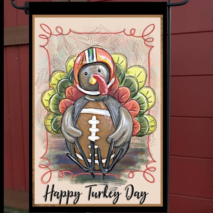 Turkey Day Football Garden Flag