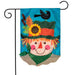 scarecrow themed flag with crow and blue background